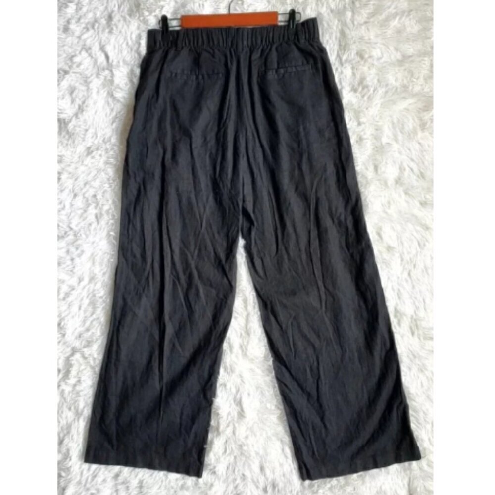 GAP High Rise Wide Leg Pleated Linen Trouser Pants Size 16 Black #875360 NWT $80 - Picture 10 of 11